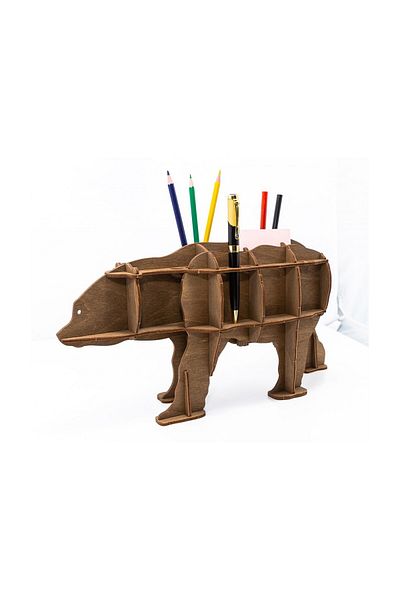 ROKR 3D Puzzle, Brown Bear Desk Organizer, EWA, Wood, 26 Pieces