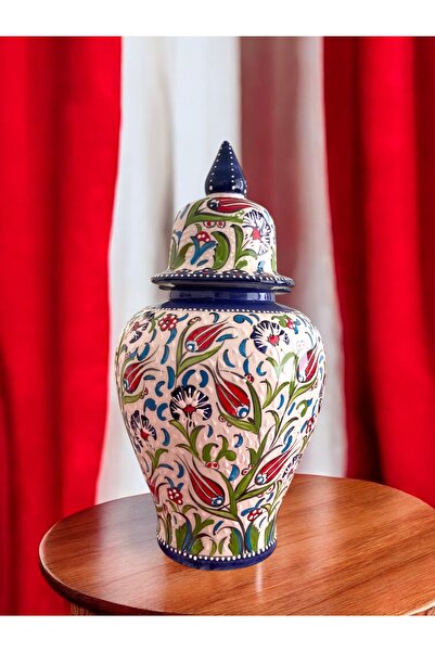 STORESZA El Yapımı Kütahya Çinisi Çini Şah Küp Vazo - 42Cm