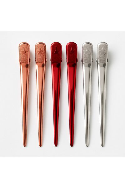 Nano Absolute Set of 6 Metal Hair Clips |   Hairdresser Clip Buckle |   Shiny Metal Color Hair Gripper with Firm Grip