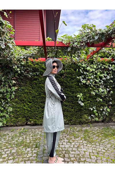 dilber fashion Hijab Swimsuit with Bone and Bag Gift and Handle Garnish