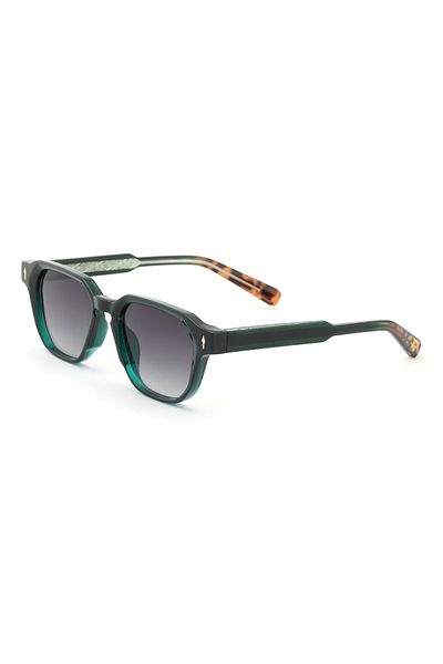 Angel Eyes Square Design Green Leopard Frame Stylish Handle Detailed Black Gradient Glass Unisex Sunglasses Ce Certified