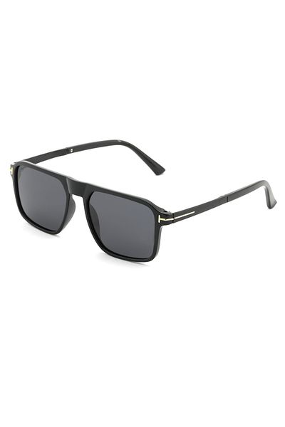 Angel Eyes Rectangular Design Black Bone Frame Black Polarized Glass Men's Sunglasses 100% Polarized Glass