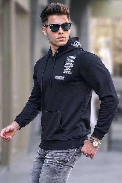 Madmext Black Printed Men's Sweatshirt 5313