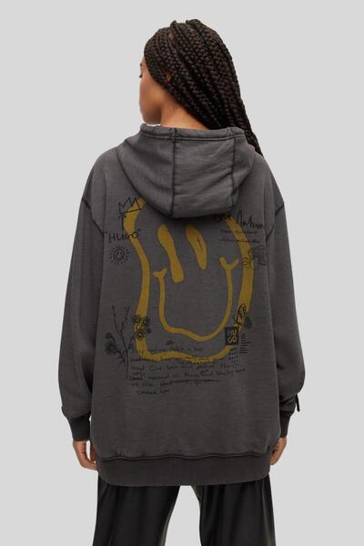 Hugo Boss Oversize Kapüşonlu Kadın Sweatshirt Siyah