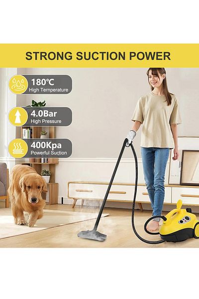 ET-LIFE Steam Cleaner, 2000W Steam Mop, 4 Bar Steam Pressure, 1.5 Liter Tank Capacity