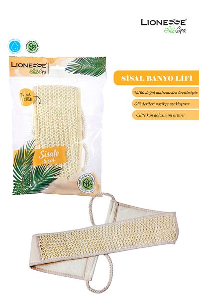 Lionesse Sisal Bath Back Scrub L-435 - 100% Natural, Exfoliating Effect, Double Sided