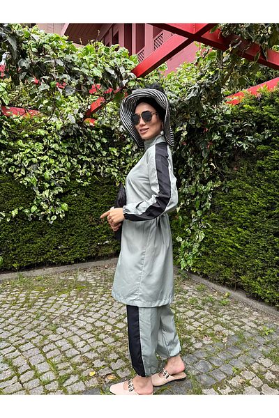 dilber fashion Hijab Swimsuit with Bone and Bag Gift and Handle Garnish