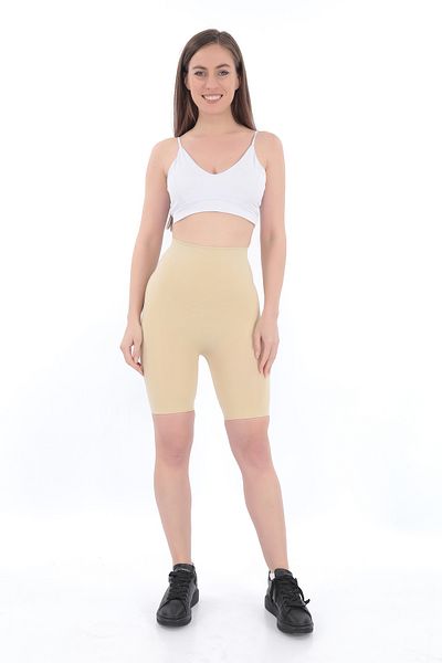 SAUNA SUIT Women's High Waist Seamless Gathering Shorts |   Belly, Waist, Hips – with Anti-Slip Silicone Strips