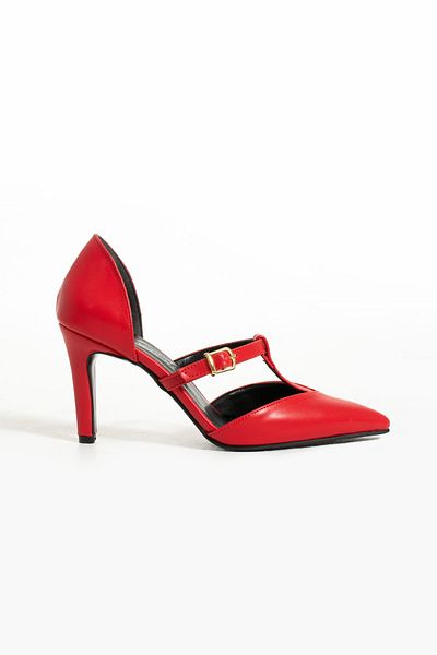 Seniorah Serene Red Skin Women's Pointed Toe Heeled Shoes