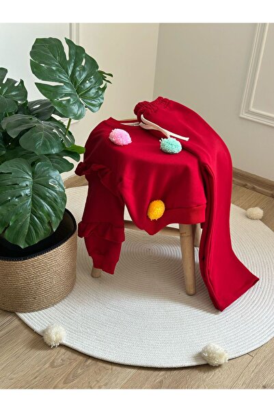 Genel Markalar Renkli Ponpon Detaylı Eşofman Takımı - Kız Çocuk