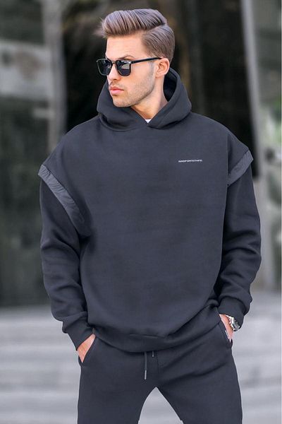 Madmext Black Oversize Hooded Sweatshirt 6147