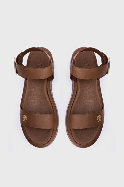 adL Deri Geniş Bantlı Logolu Sandalet