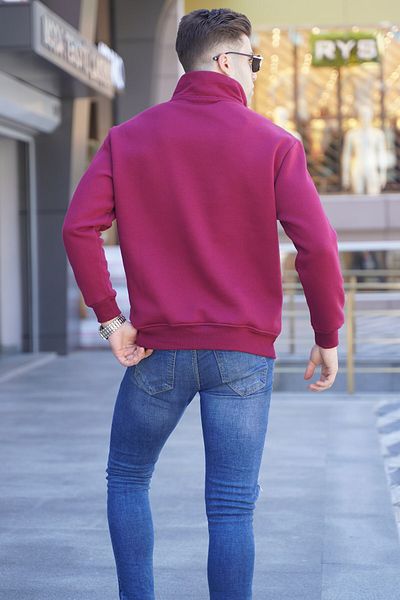 Madmext Φούτερ με φερμουάρ Claret Red Printed 6001