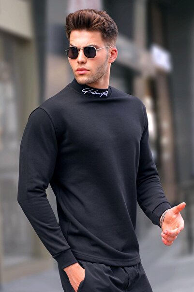 Madmext Siyah Yarım Balıkçı Yaka Erkek Sweatshirt 5329