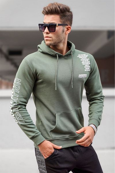 Madmext Pánská mikina s khaki potiskem 5313
