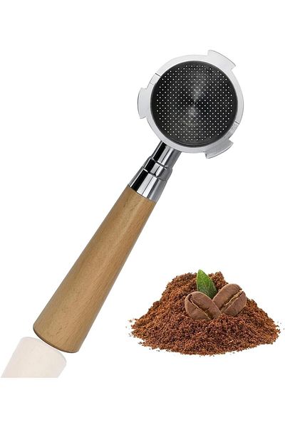COOYA Bottomless Portafilter, 51mm, Replacement 3 Ear Handle, Premium Natural Wooden Handle