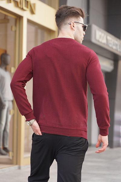 Madmext Φούτερ Claret Red Crew Neck Regular Fit Basic 5799
