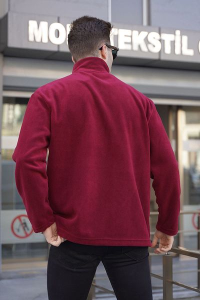 Madmext Claret Red Stand gallér cipzáras szélálló kültéri férfi polár pulóver 6046