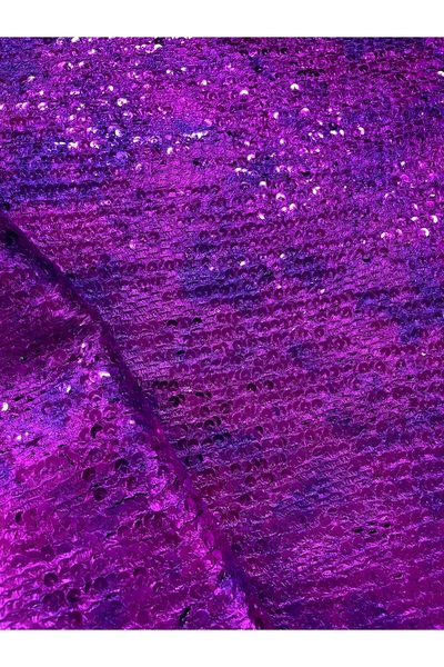 METERİAL Mor Simli Pul Payet Kumaş | 130 cm En | Işıltılı Abiye ve Sahne Kıya...