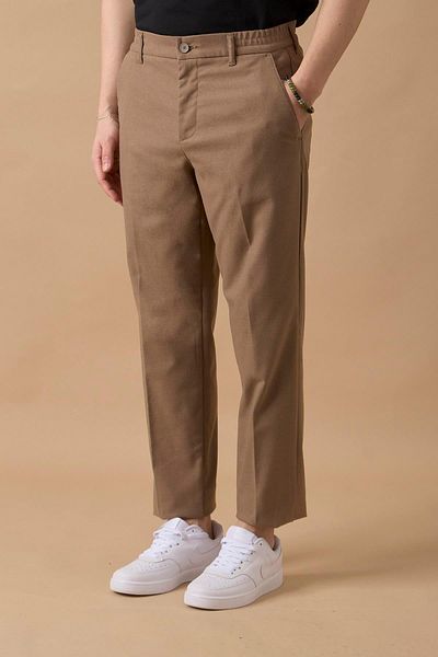 BRACCAS Men's Elastic Waist Mink Chino Trousers