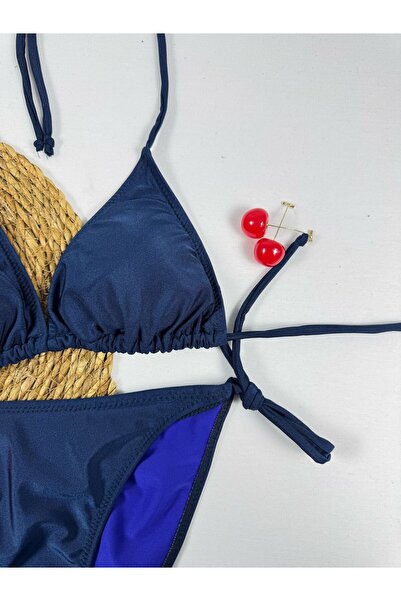 FUNELLA Μπλε ναυτικό ρυθμιζόμενο κομψό τρίγωνο γυναικείο μπικίνι