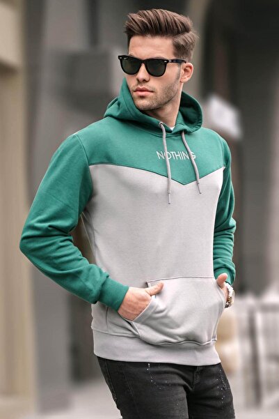 Madmext Siva Sa kapuljačom U blok bojama muška majica 6024