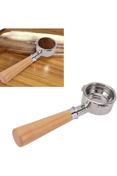 COOYA Bottomless Portafilter, 58mm 3 Ears Stainless Steel Portafilter with Filter Basket & Wood Handle