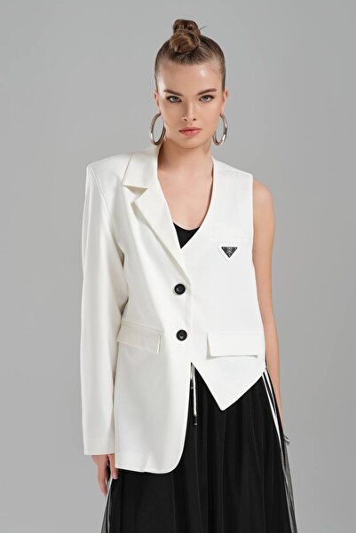 tw3 Жіночий блейзер-жилет з особливим дизайном та стрічковими деталями