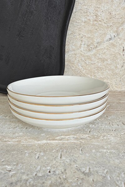 porselenden Modern Gold Cream 4 Person 19 Cm Porcelain Pit Dinner Plate Set