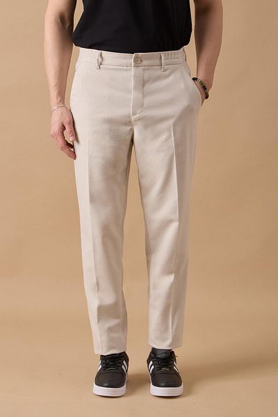 BRACCAS Men's Elastic Waist Stone Chino Trousers
