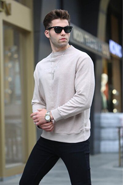 Madmext Bej Basic Erkek Sweatshirt 6010