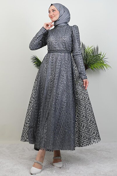 GİYZAMİLA Eva Glitter Φόρεμα Hijab Γκρι
