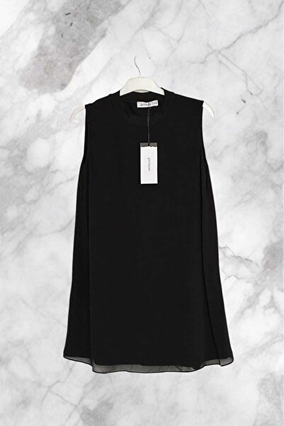 Puane Women's Crew Neck Zero Sleeve Front Chiffon Detailed Lycra Tunic Underwear