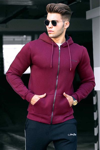 Madmext Ανδρικό φούτερ Claret Red με φερμουάρ 4741