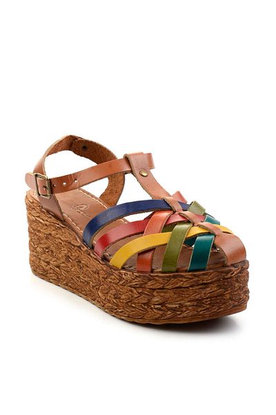 Bambi Multicolored Leather Women's Sandals K 05197003903
