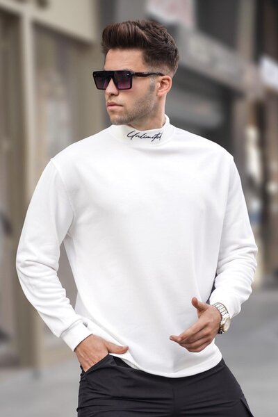 Madmext Ecru Half Turtleneck Men's Sweatshirt 5329