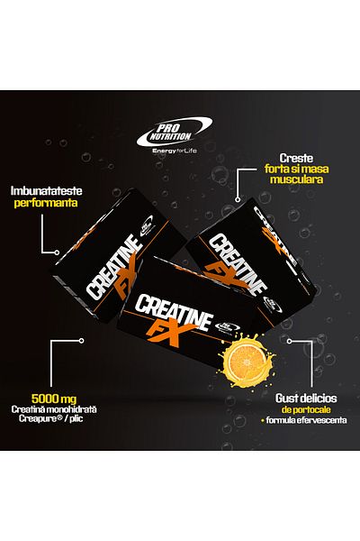 Pro Nutrition Creatină FX Efervescentă Portocale 25 plicuri x 10 g