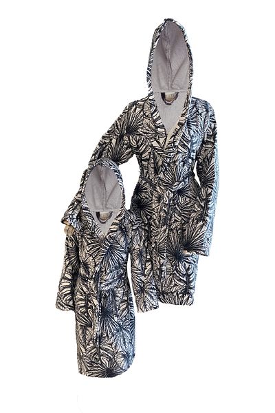 Lucy and Home Velvet Leaf, Mother & Child Leaf Patterned Velvet Bathrobe