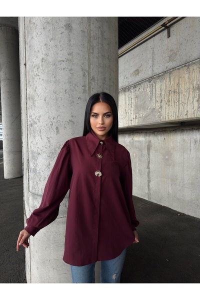 SIMO CLUB BALON KOL BROŞ DETAYLI GÖMLEK