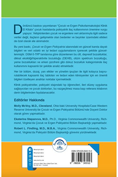 Ema Tıp Kitabevi Çocuk ve Ergen Psikofarmakolojisi Klinik El Kitabı