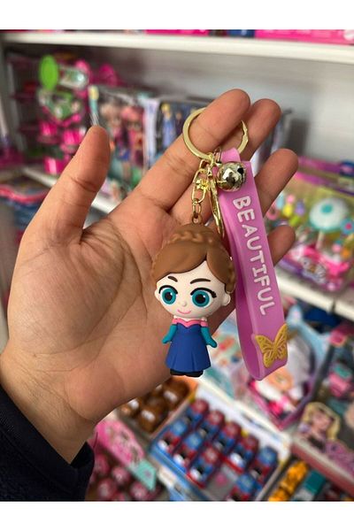 EyER Shoping سلسلة مفاتيح إلسا وآنا عالية الجودة باللون البني