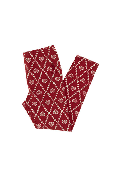 U.S. Polo Assn. Kız Çocuk Vişne Kalp Desenli İnterlok Eşofman Altı 50306278-VR223