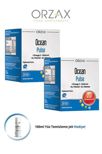 Ocean Pulse 30 Softjel (Omega-3 - Ubikinol - K2 ve D3 Vitamini) 2 ADET + 100ml Yüz Temizleme Jeli Hediye
