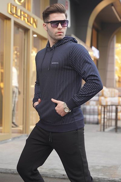 Madmext Ανδρικό φούτερ με κουκούλα Navy Blue 4692