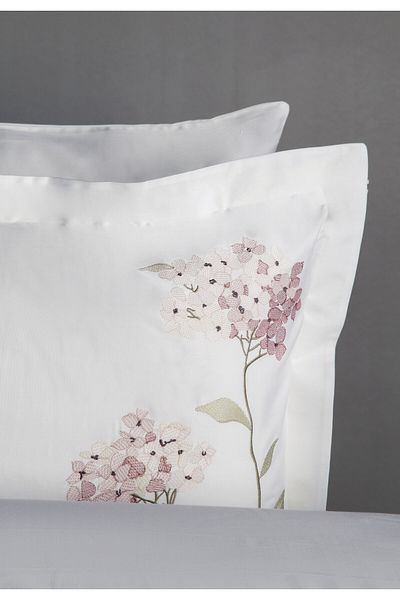 Dantela Lavinya Embroidered Cotton Satin Duvet Cover Set - Powder