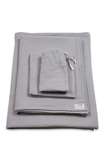 Cigit Pouch Muslin Duvet Cover Set 100x135 Cm / - 3cm Sheet 120x150 Pillow 35x45 Cm Gray