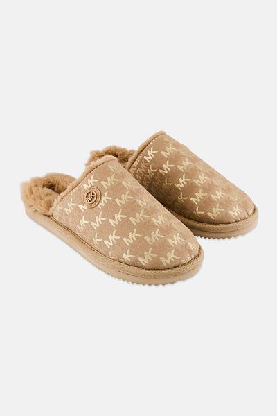 Michael Kors Women Medium Janis Homewear Slipper, Beige