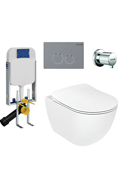 Creavit Free Kanallı Asma Klozet FE320, Terra Gömme Rezervuar Set