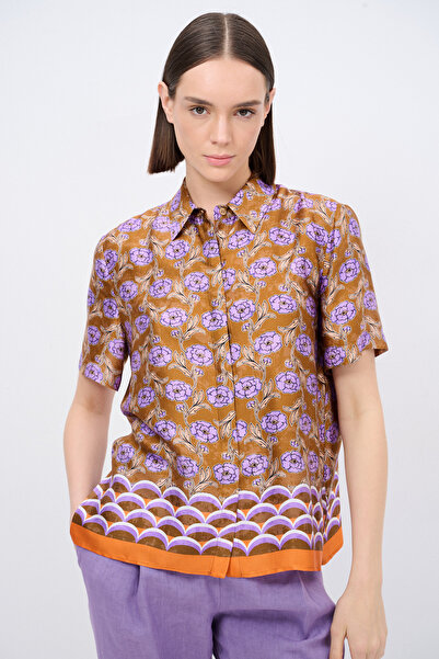 Love My Body Desenli Kısa Kollu Gömlek