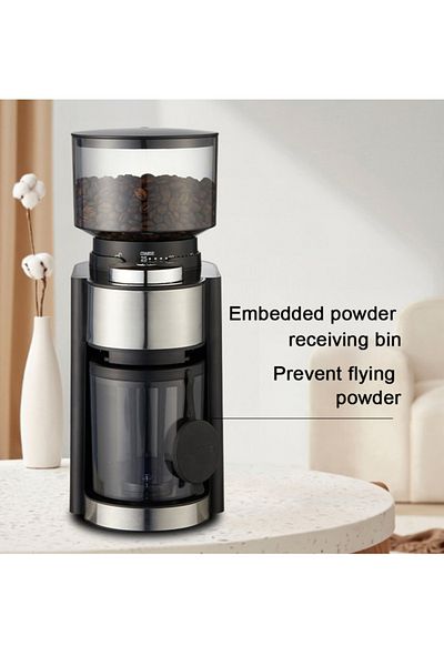 ET-LIFE Stainless Steel Coffee Grinder - 12-Cup Capacity & Electric Spice Mill with 25 Grind Settings